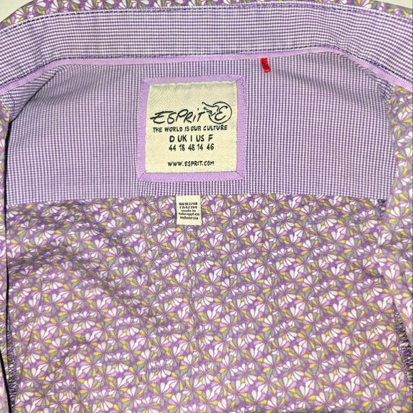 Y2K | 90s • ESPRIT • Purple Floral Patterned & Gingham Button-Up Western Shirt - Picture 10 of 11